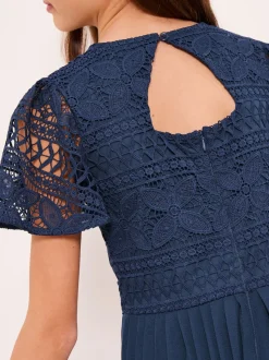 Bleu marine - Combinaison d'occasion en dentelle à manches volantes Lipsy (5-16yrs)