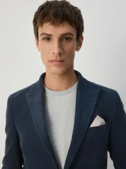 Bleu marine - Coupe ajustée Corduroy Costume Veste