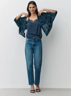 Bleu marine - Couverture Devore à manches courtes