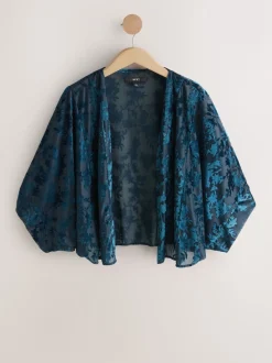 Bleu marine - Couverture Devore à manches courtes