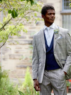 Bleu marine - Croisée - Skopes Harcourt Single Breasted Coupe sur mesure Suit Gilet