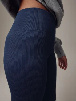 Bleu marine - Côtelé sans couture Taille haute Leggings