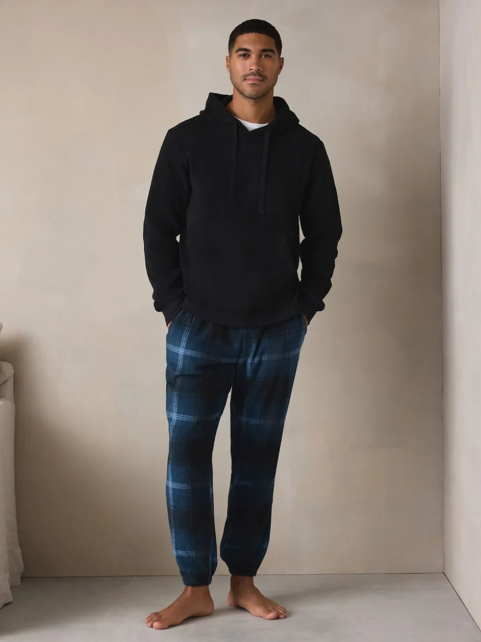 Bleu marine - Ensemble sweat à capuche à manches longues en polaire thermique