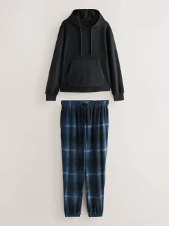 Bleu marine - Ensemble sweat à capuche à manches longues en polaire thermique