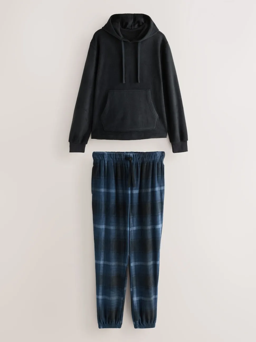 Bleu marine - Ensemble sweat à capuche à manches longues en polaire thermique