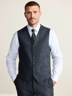 Bleu marine - Gilet de costume Signature Abraham Moon 100% laine britannique Donegal