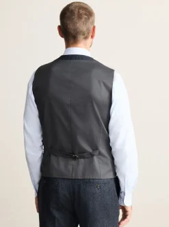 Bleu marine - Gilet de costume Signature Abraham Moon 100% laine britannique Donegal