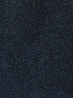 Bleu marine - Gilet de costume en laine à chevrons Blend