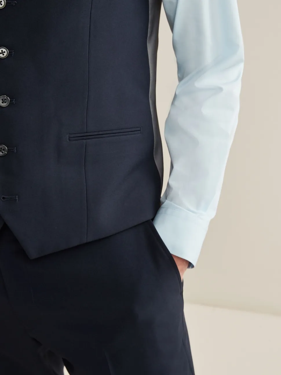 Bleu marine - Gilet de costume essentiel à coupe régulière