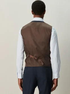 Bleu marine - Gilet de costume À carreaux