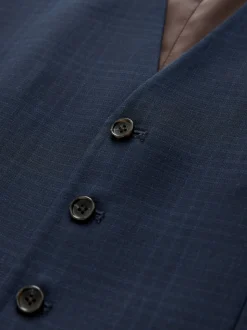 Bleu marine - Gilet de costume À carreaux