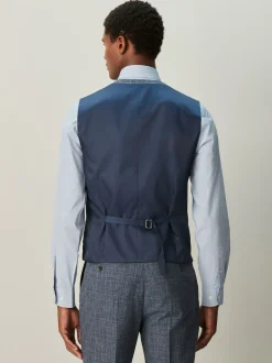 Bleu marine - Gilet de costume à carreaux