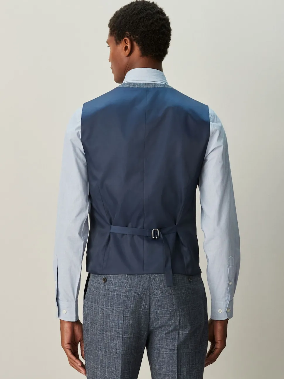 Bleu marine - Gilet de costume à carreaux