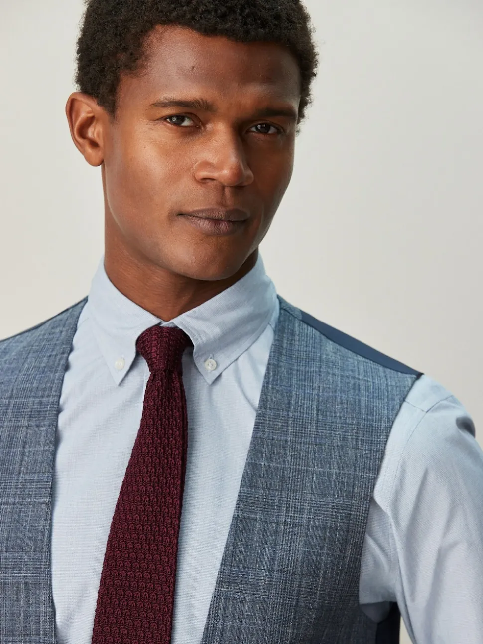 Bleu marine - Gilet de costume à carreaux