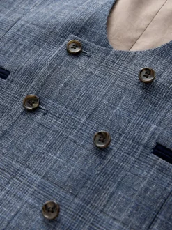 Bleu marine - Gilet de costume à carreaux