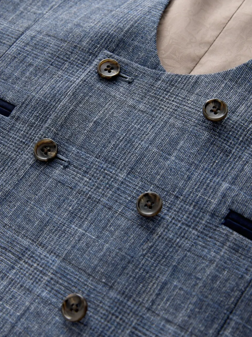 Bleu marine - Gilet de costume à carreaux