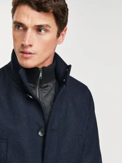 Bleu marine - Gilet en laine à chevrons Manteau matelassé