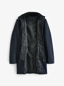 Bleu marine - Gilet en laine à chevrons Manteau matelassé