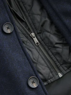 Bleu marine - Gilet en laine à chevrons Manteau matelassé