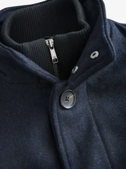 Bleu marine - Gilet en laine à chevrons Manteau matelassé