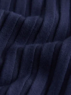 Bleu marine - Haut sans manches côtelé boutonné