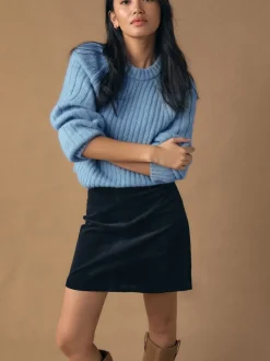 Bleu marine - Jupe Mini Cordon