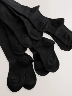 Bleu marine - Lot de 5 de collants pour l'école en coton riche