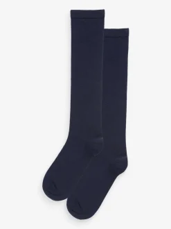 Bleu marine - Lot de 2 paires de chaussettes hauteur genou en modal