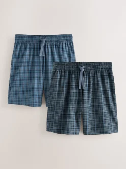Bleu marine - Lot de 2 shorts de pyjama à carreaux en jersey