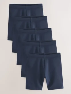 Bleu marine - Lot de 5 shorts de vélo extensibles en coton riche (3-16ans)