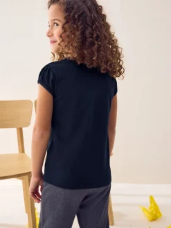 Bleu marine - Lot de 2 t-shirts à manches bouffantes (3-16ans)