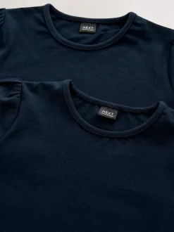 Bleu marine - Lot de 2 t-shirts à manches bouffantes (3-16ans)