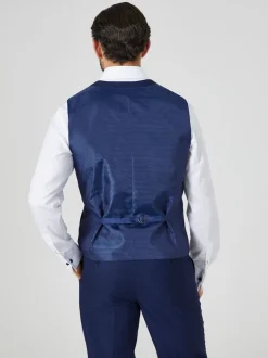 Bleu marine - Modèle droit - Skopes Harcourt Single Breasted Coupe sur mesure Suit Gilet