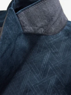 Bleu marine à motif géométrique - Slim Fit (Slim Fit) - Blazer en velours à motifs