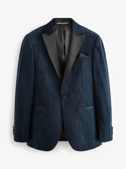 Bleu marine à motif géométrique - Slim Fit (Slim Fit) - Blazer en velours à motifs