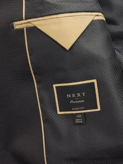 Bleu marine à motif géométrique - Slim Fit (Slim Fit) - Blazer en velours à motifs