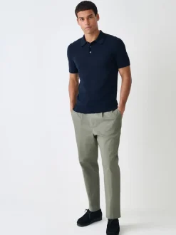 Bleu marine - Moulant - Polo en coton riche en coton à manches courtes