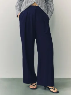Bleu marine - Pantalon ample à dos élastique
