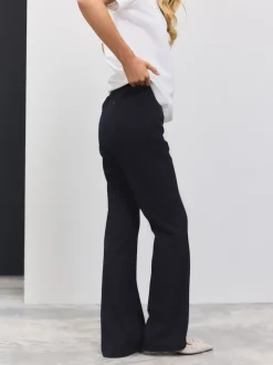 Bleu marine - Pantalon bootcut habillé avec laine