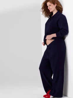 Bleu marine - Pantalon de maternité large douillet
