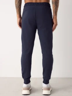 Bleu marine - Pantalon de jogging en interlock doux au toucher à poignets