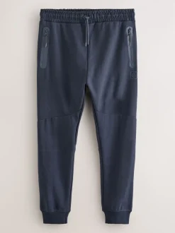Bleu marine - Pantalon de jogging en interlock doux au toucher à poignets