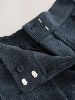 Bleu marine - Pantalon large en velours côtelé