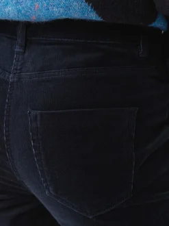 Bleu marine - Pantalon skinny en velours côtelé