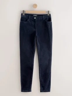 Bleu marine - Pantalon skinny en velours côtelé