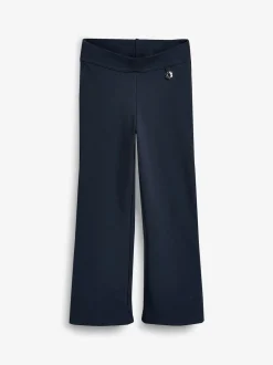 Bleu marine - Pantalons d'école extensibles à boutonnières en coton riche (3-16ans)