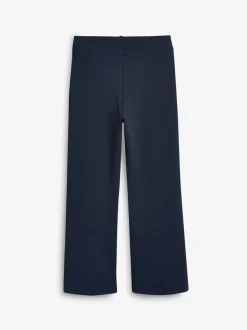 Bleu marine - Pantalons d'école extensibles à boutonnières en coton riche (3-16ans)