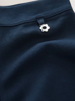 Bleu marine - Pantalons d'école extensibles à boutonnières en coton riche (3-16ans)