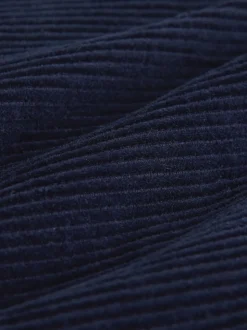 Bleu marine - Pantalons en velours côtelé à jambe large avec écharpe