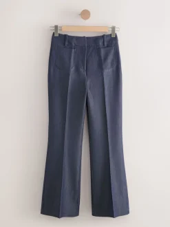 Bleu marine - Pantalons Military ajusté évasé en Denim